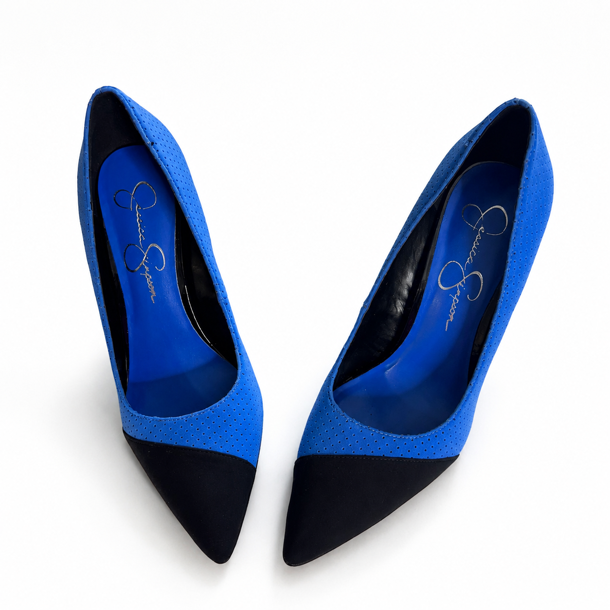 Cobalt blue and black pumps