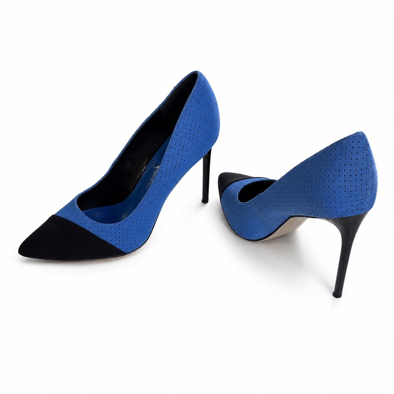 Cobalt blue and black pumps