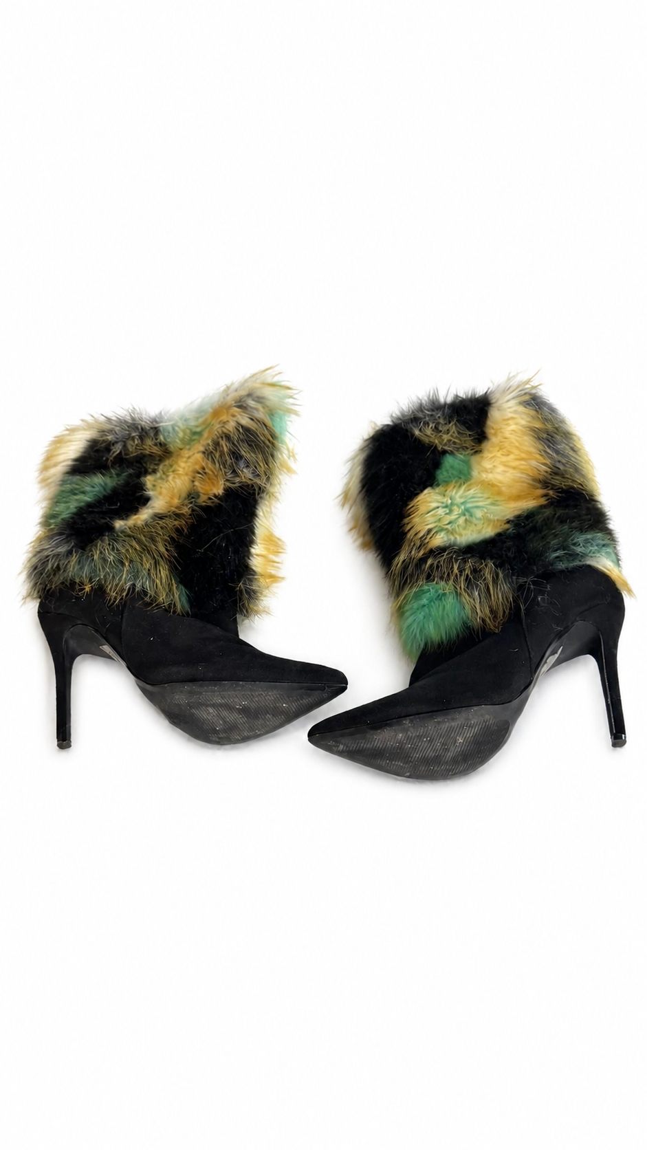 Multicolor Faux-Fur Stiletto Boots