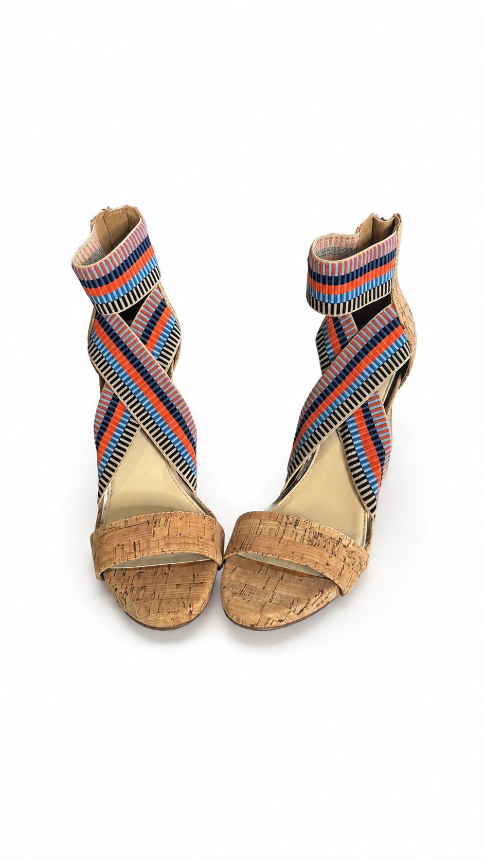 Multicolor Cork Block-Heel Sandals