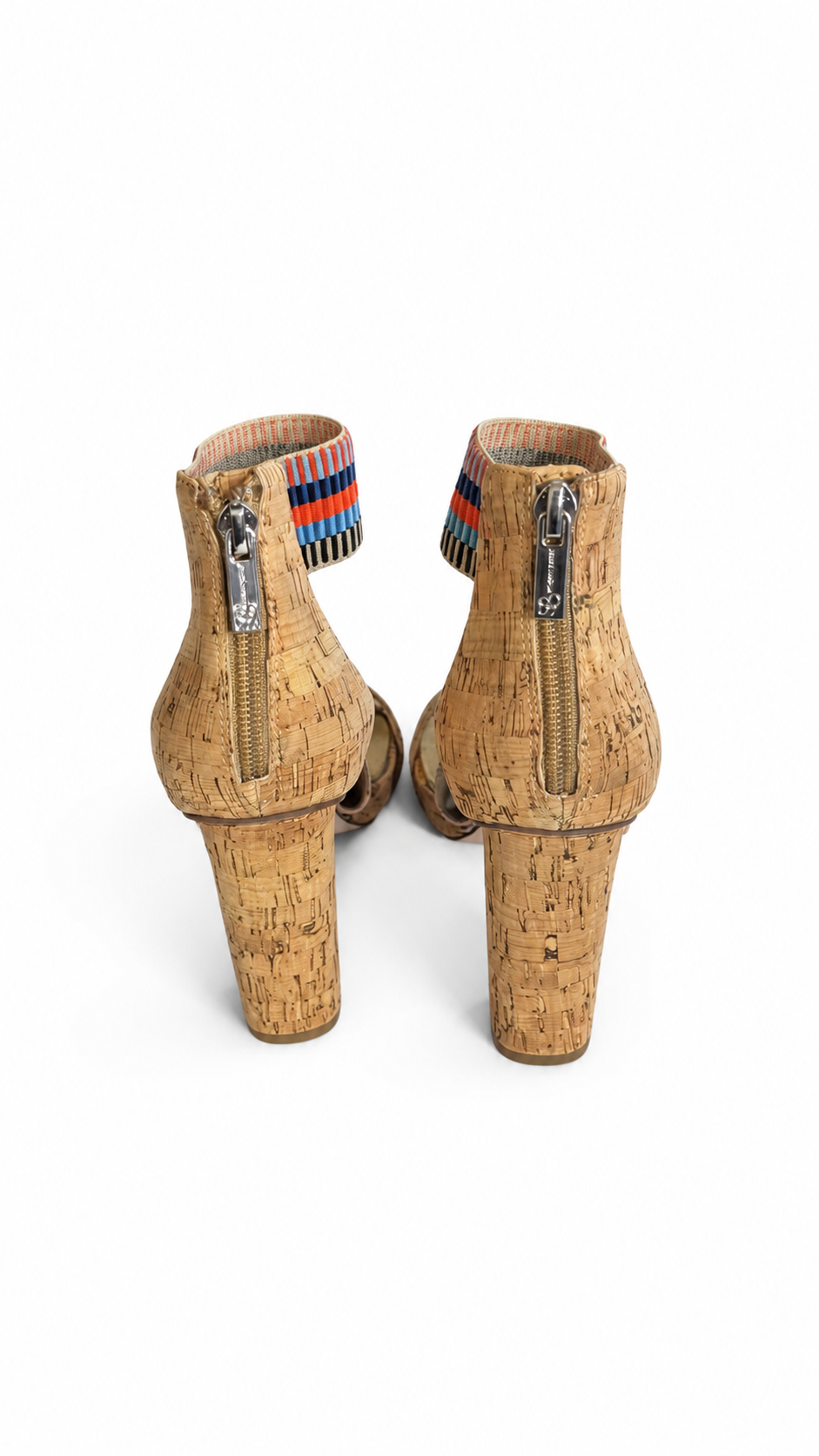 Multicolor Cork Block-Heel Sandals